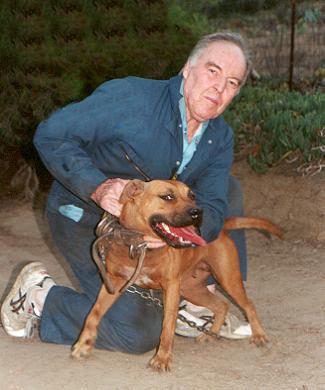 Richard F. Stratton with his American Pitbull Terrier